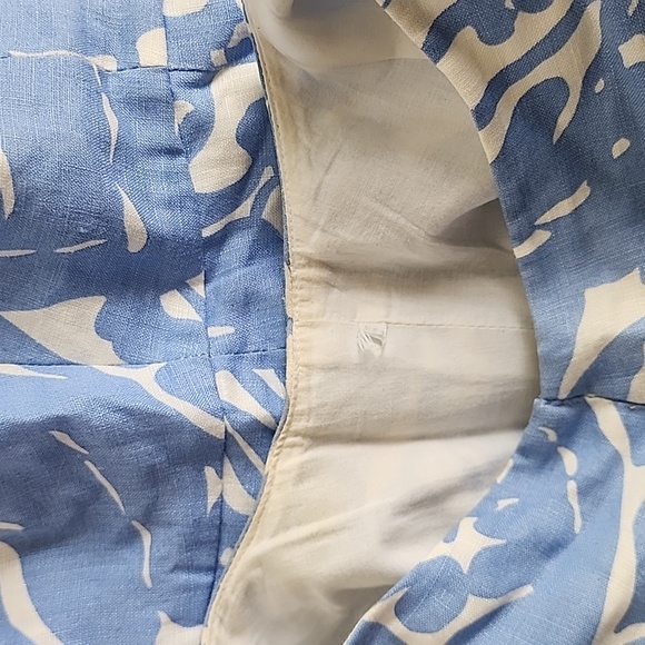 Lauren Ralph Lauren linen blue white sleeveless pleated lined dress Size 10 FLAW - Picture 7 of 14